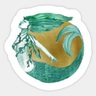 Mermaid on gold Sticker